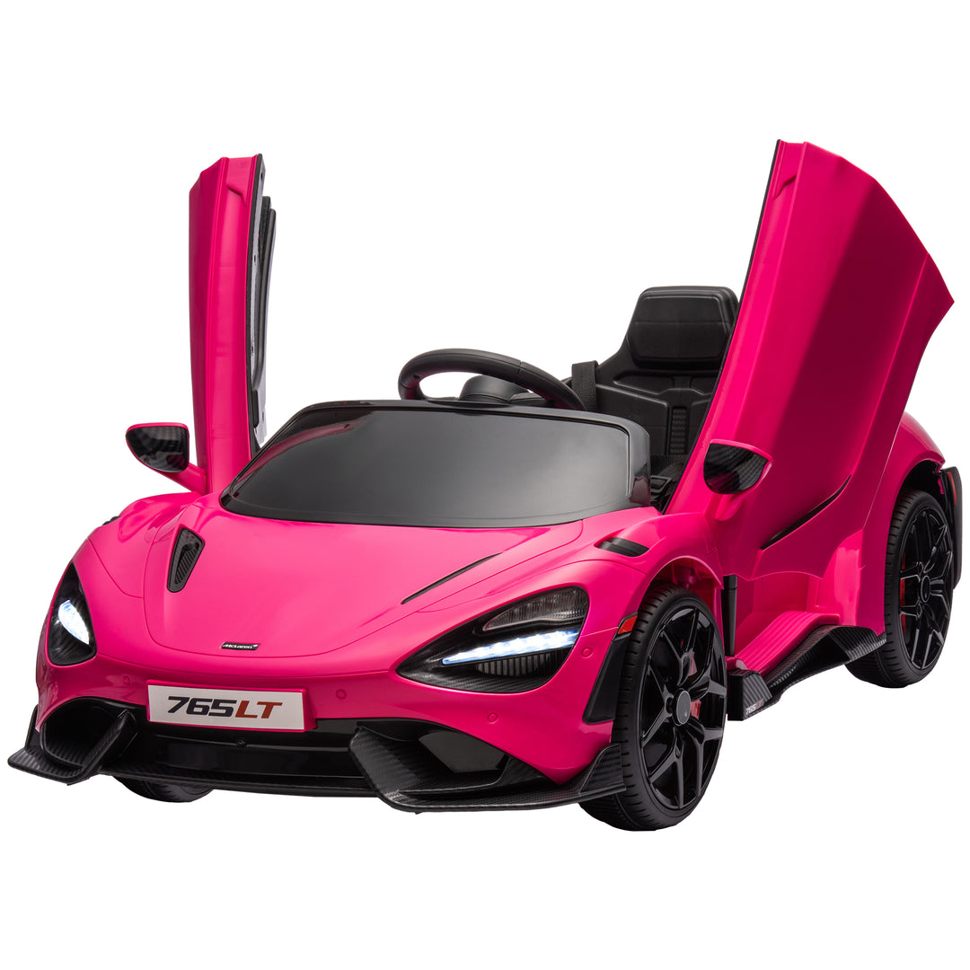 Qaba McLaren 765LT Licensed 12V Kids Electric Car w/ Scissor Doors, Transport Wheels, Remote, Slow Start, Music Horn Black