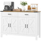 HOMCOM Farmhouse Buffet Cabinet Sideboard with 1 Drawer, 1 Storage Cabinet and Adjustable Shelf, White