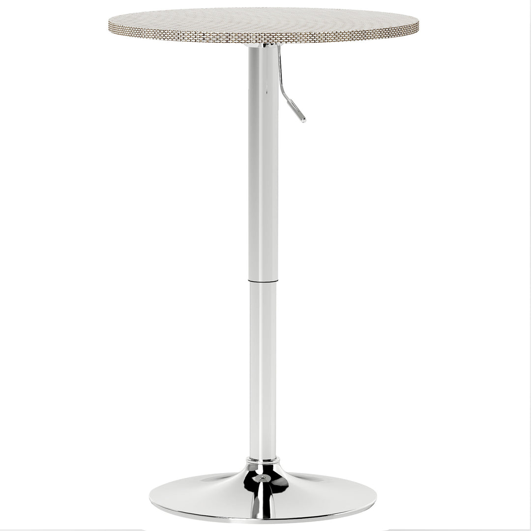 HOMCOM Adjustable Bar Table for 2, Round Pub Table with PE Rattan Top and Steel Base for Home Bar, Small Dining Room, Grey