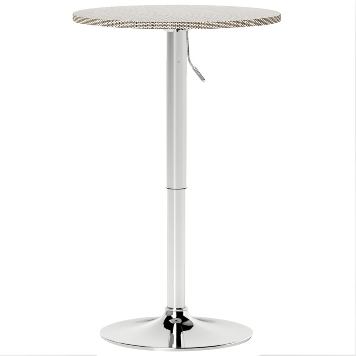 HOMCOM Adjustable Bar Table for 2, Round Pub Table with PE Rattan Top and Steel Base for Home Bar, Small Dining Room, Grey