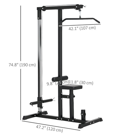 Soozier LAT Pull Down Machine Cable Machine, High and Low Pulley Station with Adjustable Seat, for Home Gym