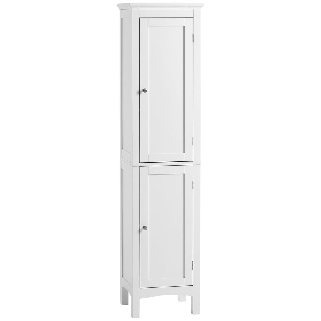 kleankin Tall Bathroom Cabinet, Freestanding Storage Organizer with Adjustable Shelves and Cupboards, 15" x 13" x 63", White
