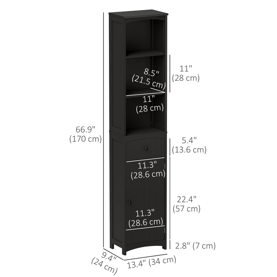 HOMCOM Tall Wooden Bathroom Cabinet Storage Organizer Kitchen Bedroom Decorative