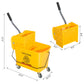 HOMCOM Compact Mop Bucket with Wringer, Mop Bucket on Wheels, 5 Gallon, Separate Dirty and Clean Water, Yellow