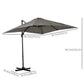 Outsunny 8' x 8' Square Patio Hanging Offset Umbrella with 360Â° Rotation, Aluminum Outdoor Cantilever Parasol with Crank & Tilt, Sun Canopy Shelter with Cross Base, Dark Blue