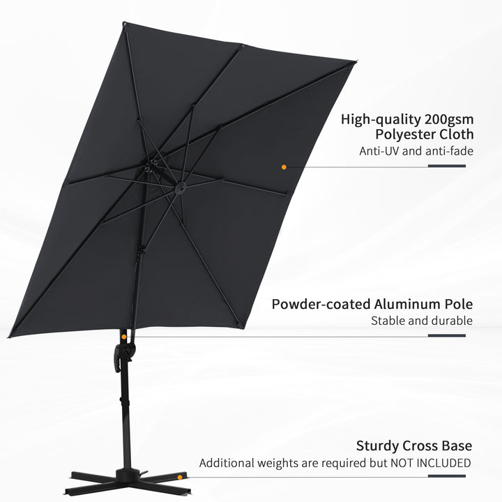 Outsunny 8'x8' Square Patio Hanging Offset Umbrella, Outdoor Cantilever Parasol w/ Cross Base, Cream White