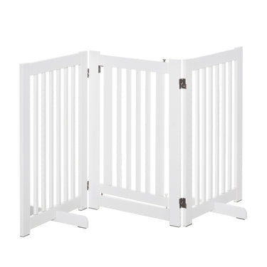 PawHut Free Standing Wood Pet Gate Indoor Dog Barrier 3 Panel Folding Z Shape Doorway