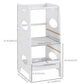 HOMCOM Toddler Tower Kitchen Helper with 3-Level Adjustable Height, Heavy-Duty Kids Step Stool with Safety Rail, White