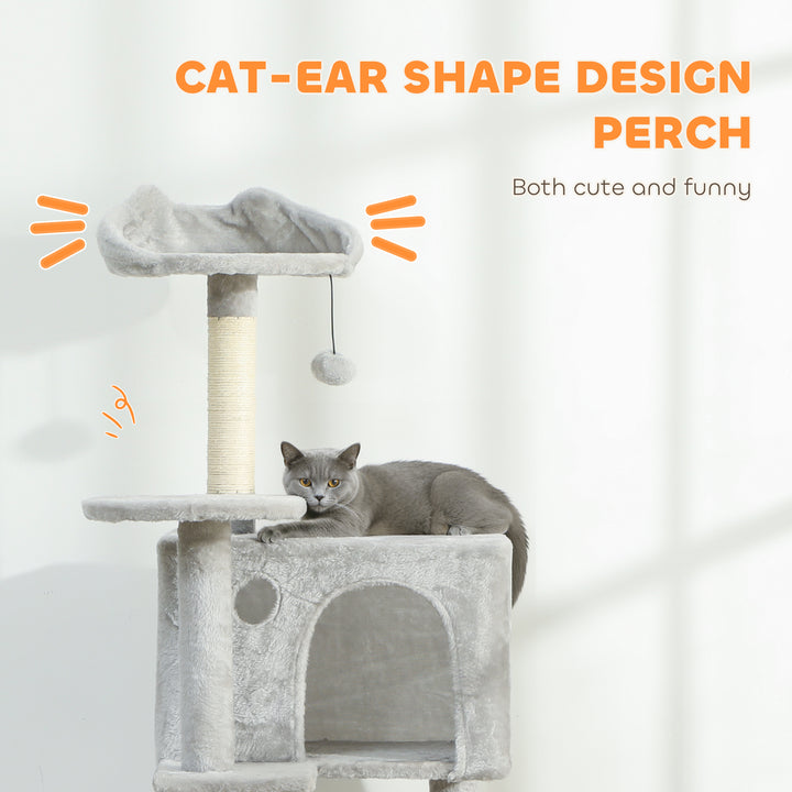 PawHut 63 Inch Cat Tree with Sisal Scratching Posts, Condos, Plush Perches, Hammock, Ladder, Dangling Balls, Pink