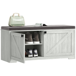 HOMCOM Shoe Storage Bench with Padded Seat, Entryway Bench Holds up to 352 lb, Shoe Organizer, 8 Pairs, Light Grey