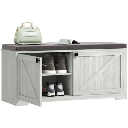 HOMCOM Shoe Storage Bench with Padded Seat, Entryway Bench Holds up to 352 lb, Shoe Organizer, 8 Pairs, Light Grey