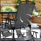 Outsunny 5 Pieces Outdoor Patio Dining Set with Glass Top Table and 4 Mesh Folding Chairs, Small Outdoor Patio Furniture, Grey