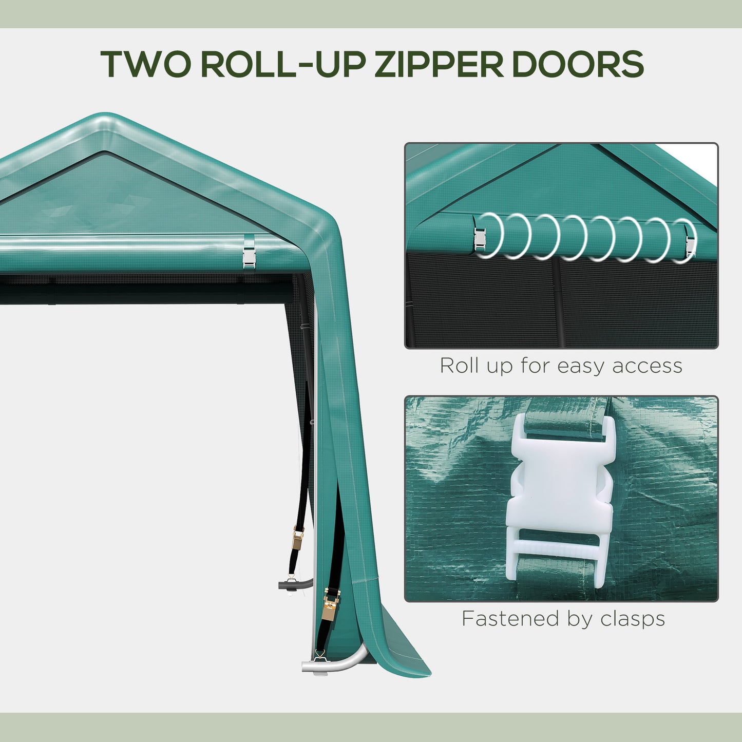 Outsunny 7.9' x 6.6' Garden Storage Tent, Patio Storage Shelter w/ Metal Frame and Double Zipper Doors, Dark Grey
