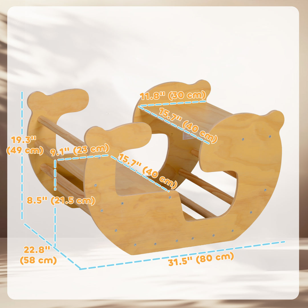 Qaba 2 in 1 Wooden Arch Ladder Baby Rocker for Toddlers 18-48 Months