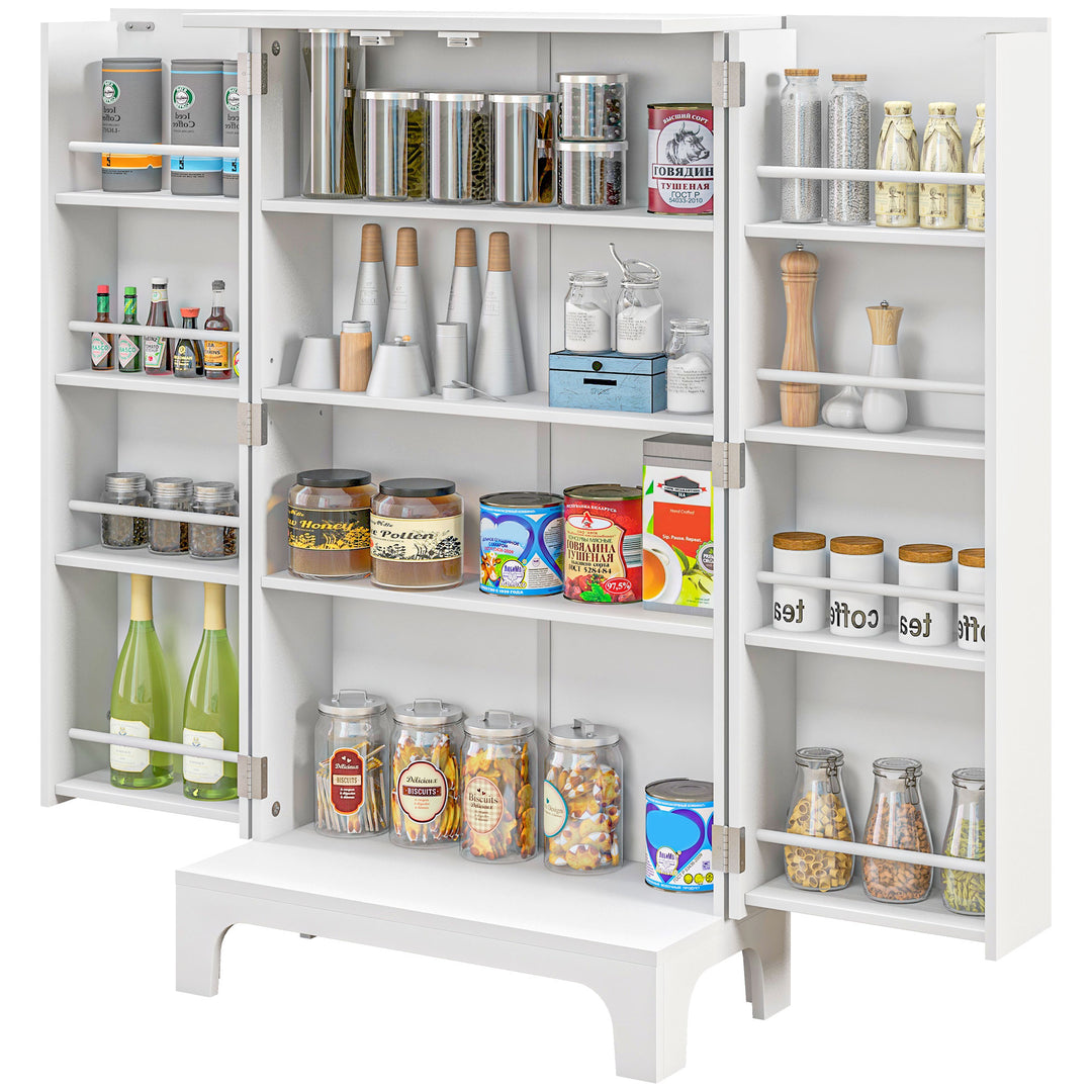 HOMCOM 44" Storage Cabinet, 2-Door Kitchen Pantry Cabinet with 4-tier Shelving, 8 Spice Racks and Adjustable Shelves