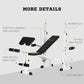 Soozier Bench Press Set Adjustable Weight Bench with Squat Rack, Preacher Curl Pad, Leg Developer and Weight Storage, White
