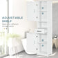 kleankin Modern Bathroom Cabinet, Narrow Bathroom Vanities with Open Shelf Drawer Recessed Doors and Adjustable Shelves White
