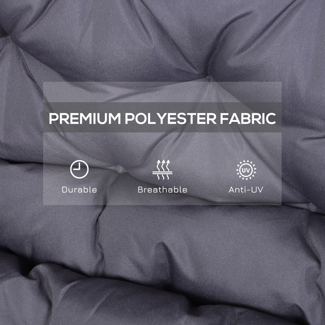 Outsunny 2 Seater Garden Bench Cushion, Soft Thick Outdoor Non-Slip 2 Seater Soft Pad With Backrest for Garden Patio, 52" x 43" x 4", Dark Grey