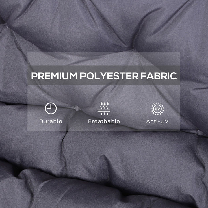 Outsunny 2 Seater Garden Bench Cushion, Soft Thick Outdoor Non-Slip 2 Seater Soft Pad With Backrest for Garden Patio, 52" x 43" x 4", Dark Grey