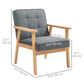 HOMCOM Modern Accent Chair with Button Tufted Back, Line-feel Fabric Armchair with Solid Wood Frame for Bedroom, Grey