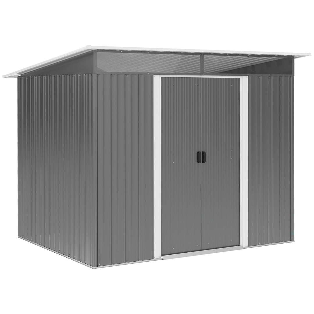 Outsunny 6' x 8.5' Outdoor Metal Garden Shed Utility Tool Storage Steel Backyard House, Dark Green