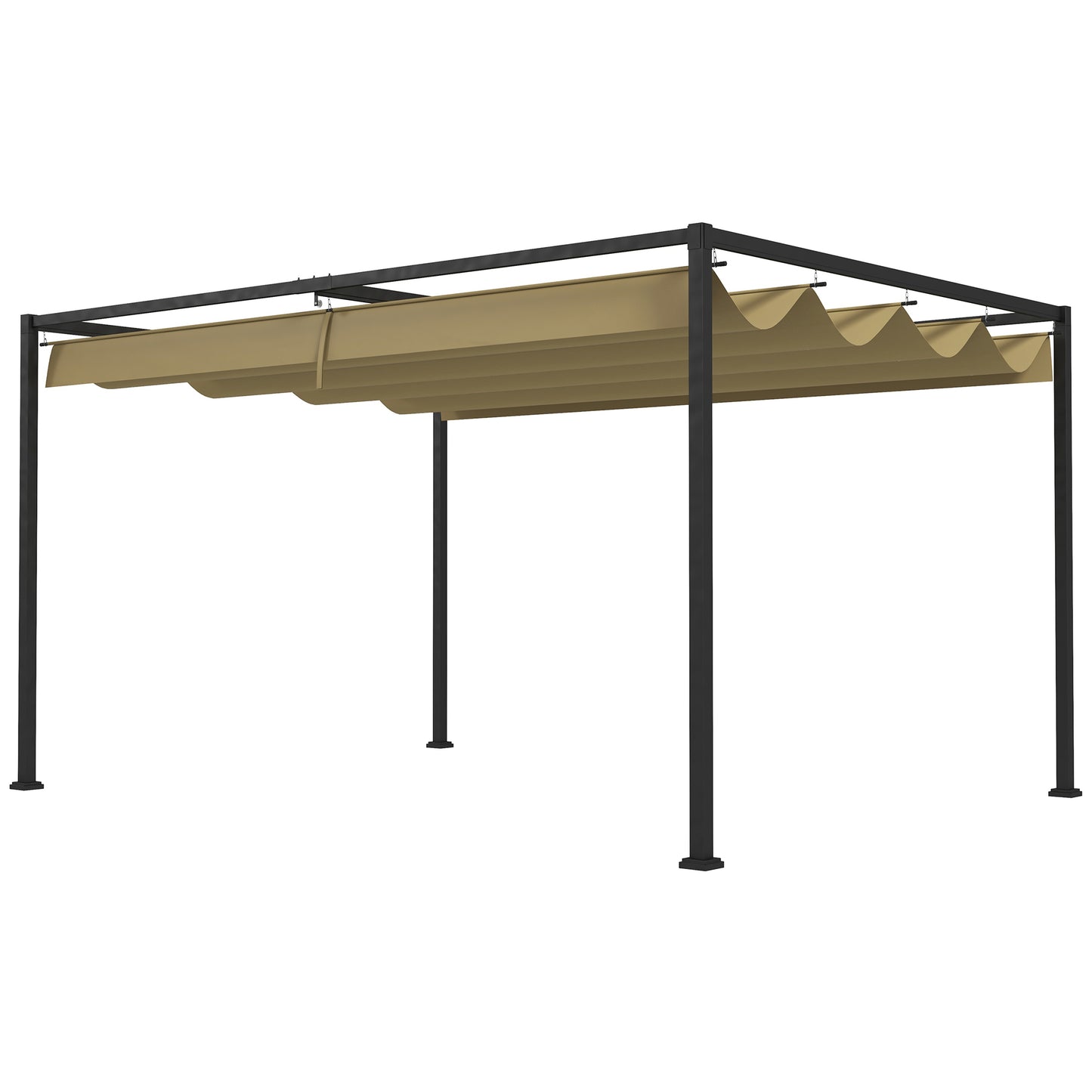 Outsunny 10x7ft Pergola with Retractable Roof Outdoor Patio Sun Shelter Garden Grape Tent Water-resistant Yard Shade Grey