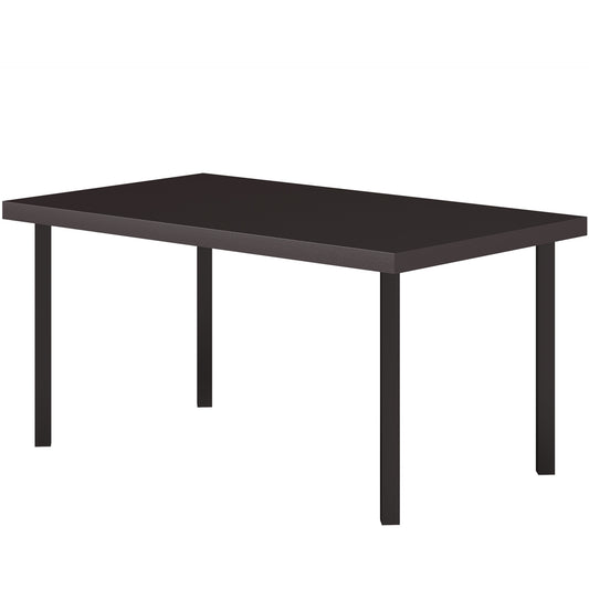Outsunny Metal Outdoor Side Table, Rectangle Patio Coffee Table with Woodgrain Tabletop for Outside Garden, Brown