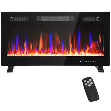 HOMCOM 36" Thin Electric Fireplace, Freestanding, Wall Mounted Fireplace Heater with Eco Mode, Auto Switch, Remote, 1500W