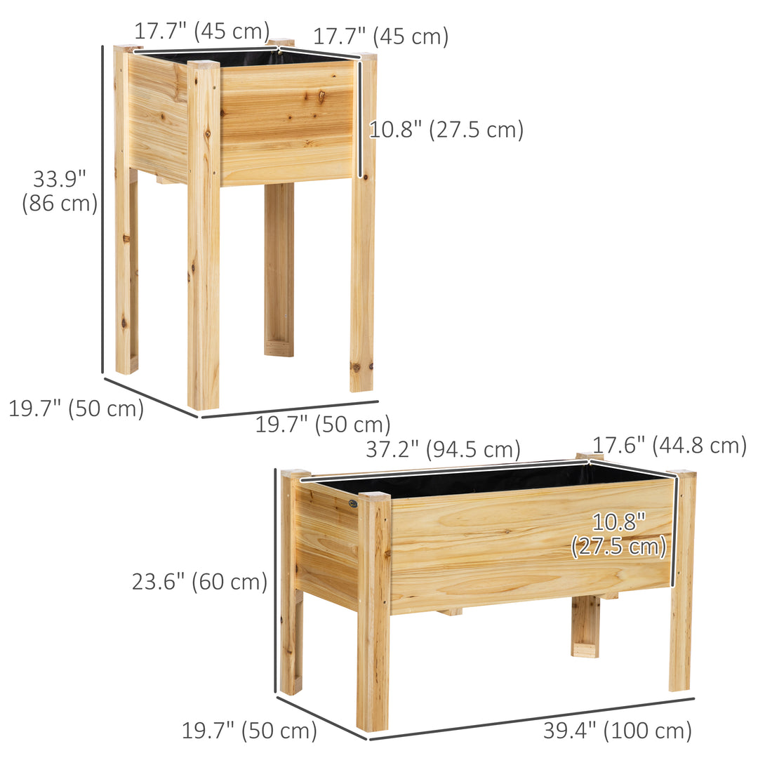 Outsunny Raised Garden Bed Set of 3, Wood Planter Box, Outdoor Freestanding Garden Boxes for Fruit Vegetable Flower Herb