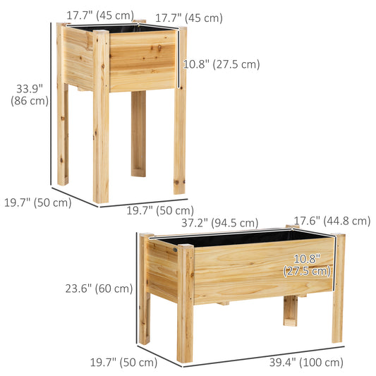 Outsunny Raised Garden Bed Set of 3, Wood Planter Box, Outdoor Freestanding Garden Boxes for Fruit Vegetable Flower Herb
