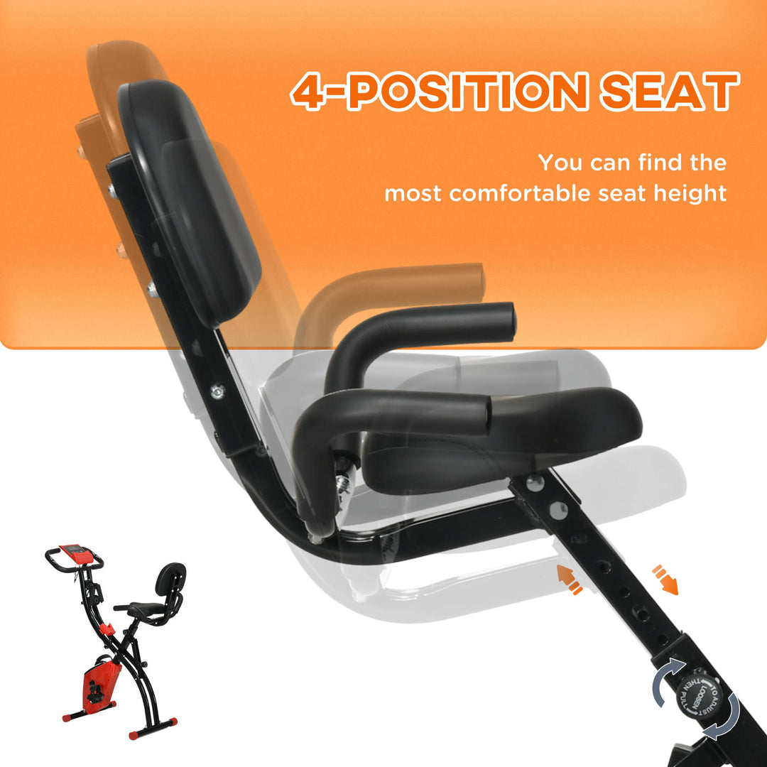 Soozier 3 in 1 Folding Exercise Bike, Foldable Stationary Bike with 8-Level Magnetic Resistance, Adjustable Seat, Black
