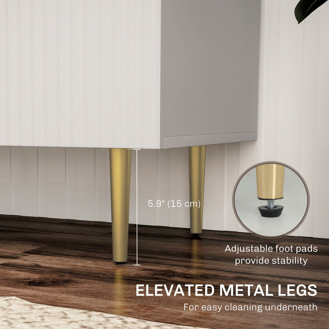 HOMCOM Modern Kitchen Storage Cabinet, Sideboard Buffet Cabinet with Adjustable Shelves and Metal Legs for Kitchen, Black