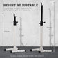 Soozier Adjustable Barbell Rack Stable Power Squat Stand Portable 2 Bars Barbell Holder Weight Rack, Black and White