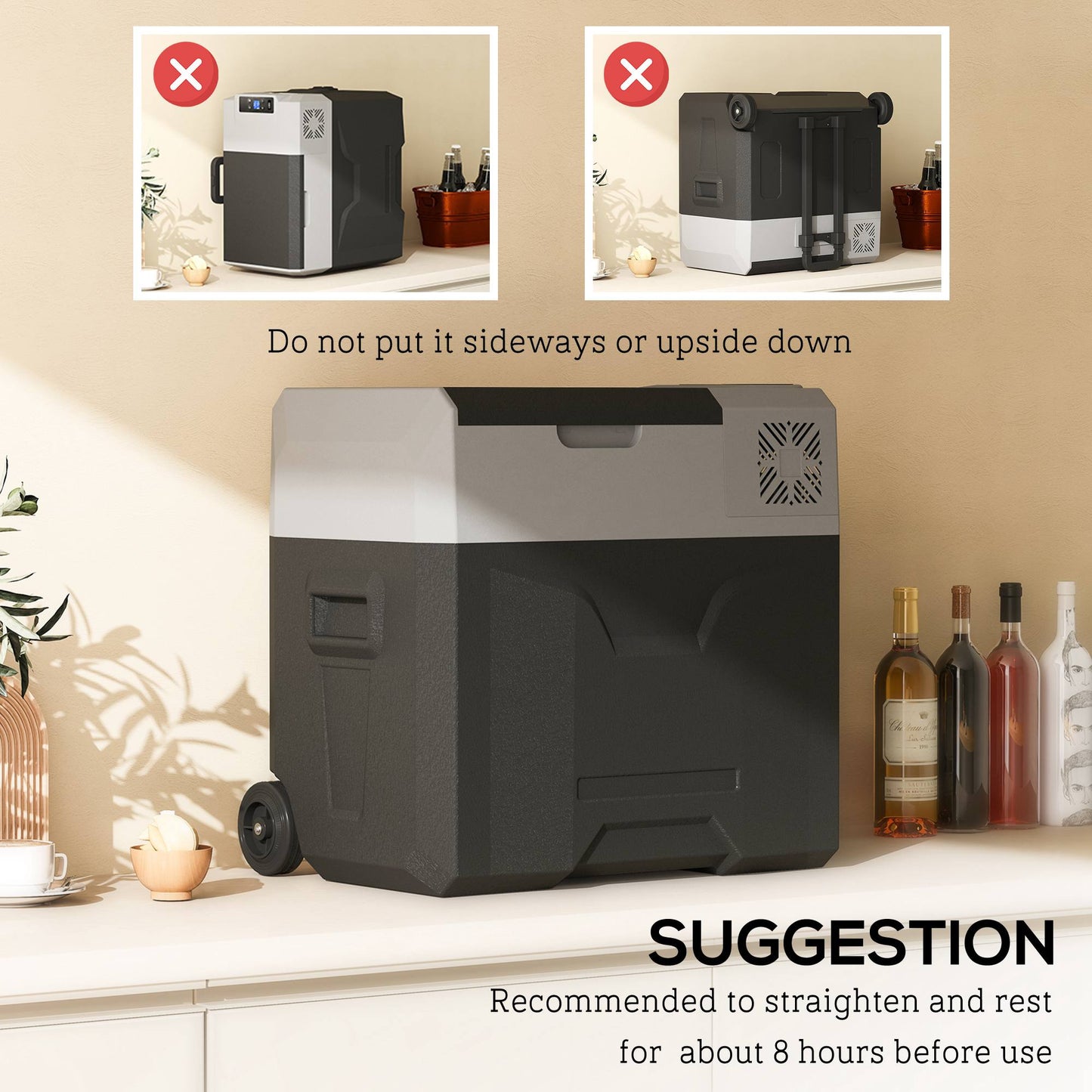 Outsunny 50 Liter Car Refrigerator Portable Freezer 12/24V Electric Cooler Box for Camping, Travel, Picnic, Down to -20â„ƒ