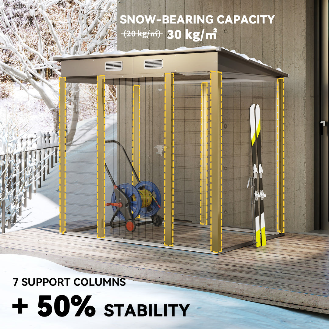 Outsunny 6 x 4FT Galvanized Garden Storage Shed, Metal Outdoor Shed with Double Doors and 2 Vents, Grey