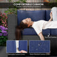 Outsunny 3-Seater Outdoor Sofa with Cushions, PE Rattan Conversation Patio Couch with Pillows for Garden, Poolside, Blue