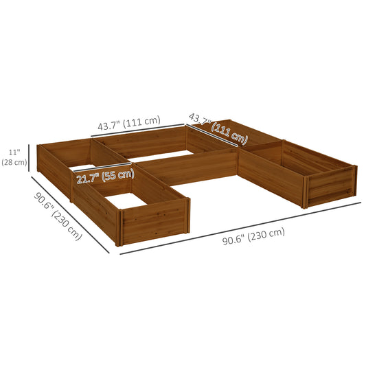 Outsunny DIY 5-box Garden Planter with Open Bottom for Outdoor Plants, Vegetables, Flowers, Herbs, Brown