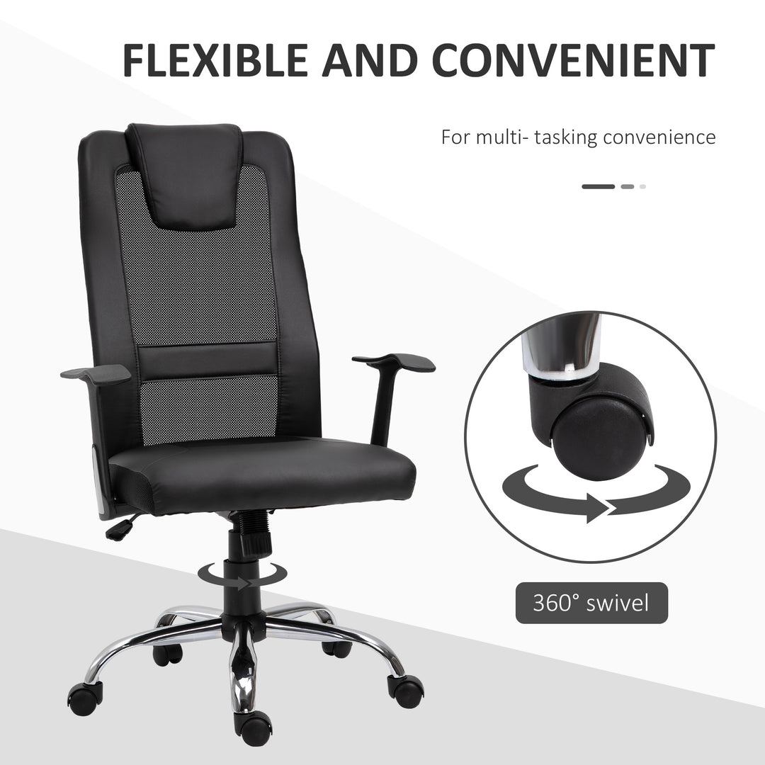 Vinsetto Ergonomic Office Chair with Thick Padded Headrest, Mesh Computer Desk Chair with Tilt Function, Armrest, Black