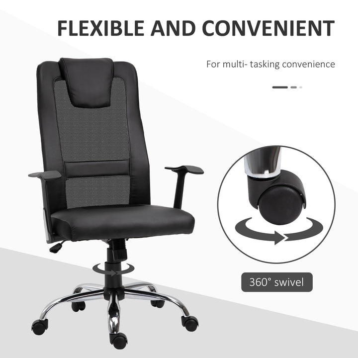 Vinsetto Ergonomic Office Chair with Thick Padded Headrest, Mesh Computer Desk Chair with Tilt Function, Armrest, Black