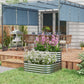 Outsunny 3.4'x3.4'x1' Outdoor Raised Garden Bed, 2-Tier Galvanized Planter Box with Safety Edging for Vegetable, Flower, Fruit