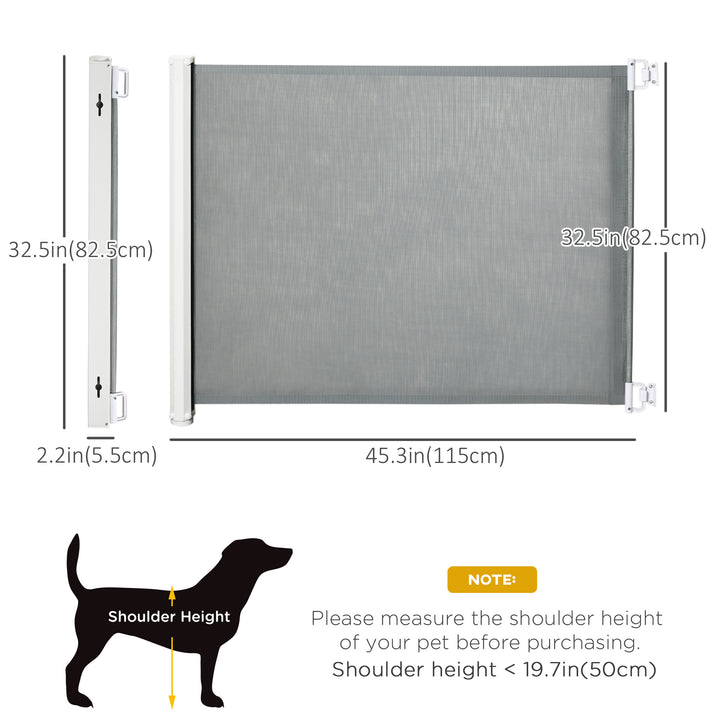 PawHut Retractable Pet Safety Barrier Gate, Flexible and Extensible for Stairways Doorways Hallways, Grey