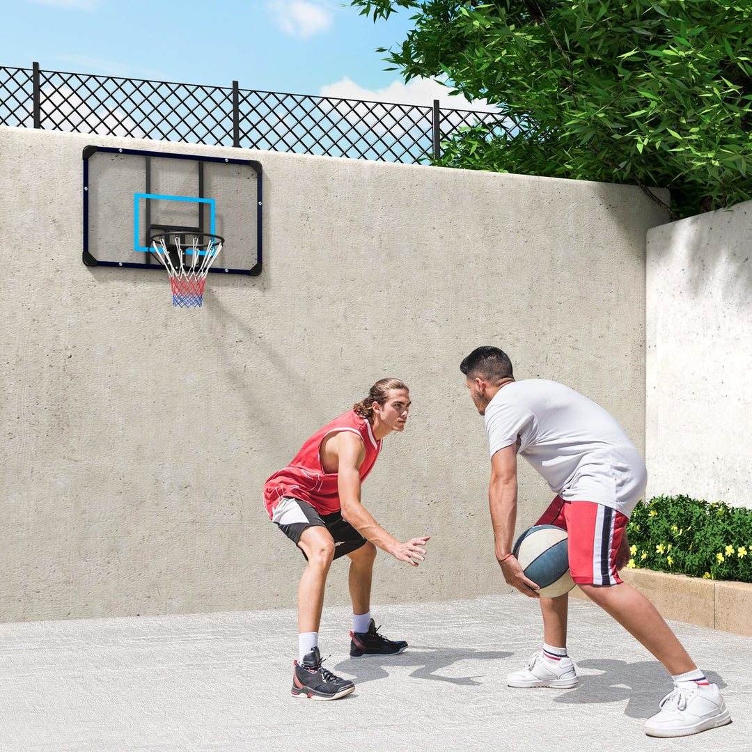 Soozier Wall Mounted Basketball Hoop, Mini Hoop with 45" x 29" Shatter Proof Backboard, Durable Rim and All-Weather Net for Indoor and Outdoor Use