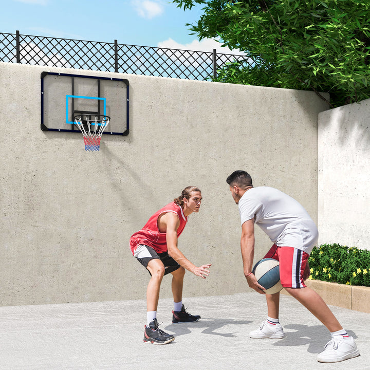 Soozier Wall Mounted Basketball Hoop, Mini Hoop with 45" x 29" Shatter Proof Backboard, Durable Rim and All-Weather Net for Indoor and Outdoor Use