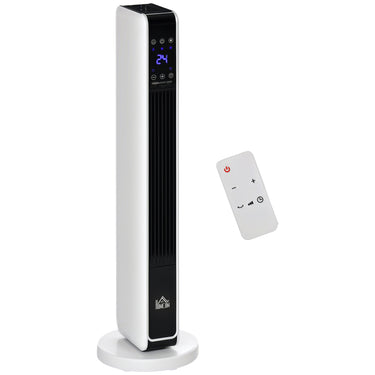 HOMCOM Ceramic Tower Heater, Oscillating Space Heater with Remote Control, Timer, Tip-Over & Overheat Protect, 750W/1500W