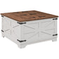 HOMCOM Farmhouse Coffee Table, Square Center Table with Flip-top Lids, Hidden Storage Compartment, Black
