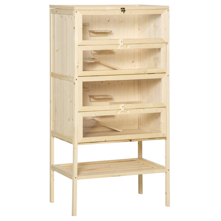 PawHut 5 Tier Fir Wood Hamster Cage Mouse Rats Small Animals Play House Exercise Activity Center