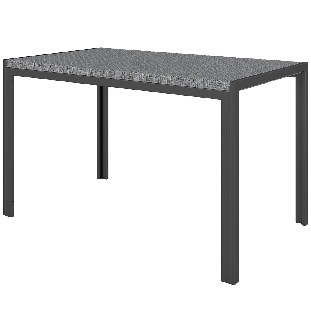 Outsunny Rectangular Outdoor Dining Table, 4-Seat Patio Table with PE Rattan Wicker Tabletop for Backyard and Lawn, Grey