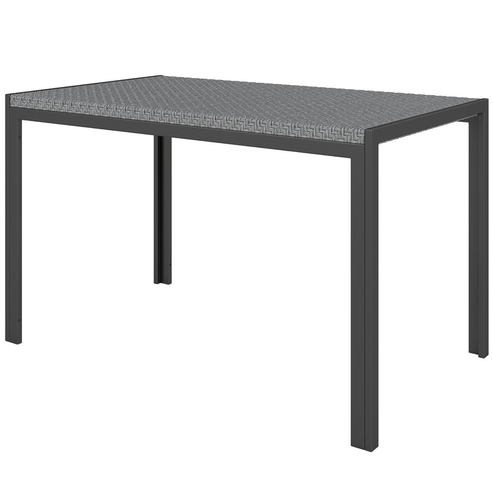 Outsunny Rectangular Outdoor Dining Table, 4-Seat Patio Table with PE Rattan Wicker Tabletop for Backyard and Lawn, Grey