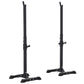 Soozier Adjustable Barbell Rack Stable Power Squat Stand Portable 2 Bars Barbell Holder Weight Rack, Black and White