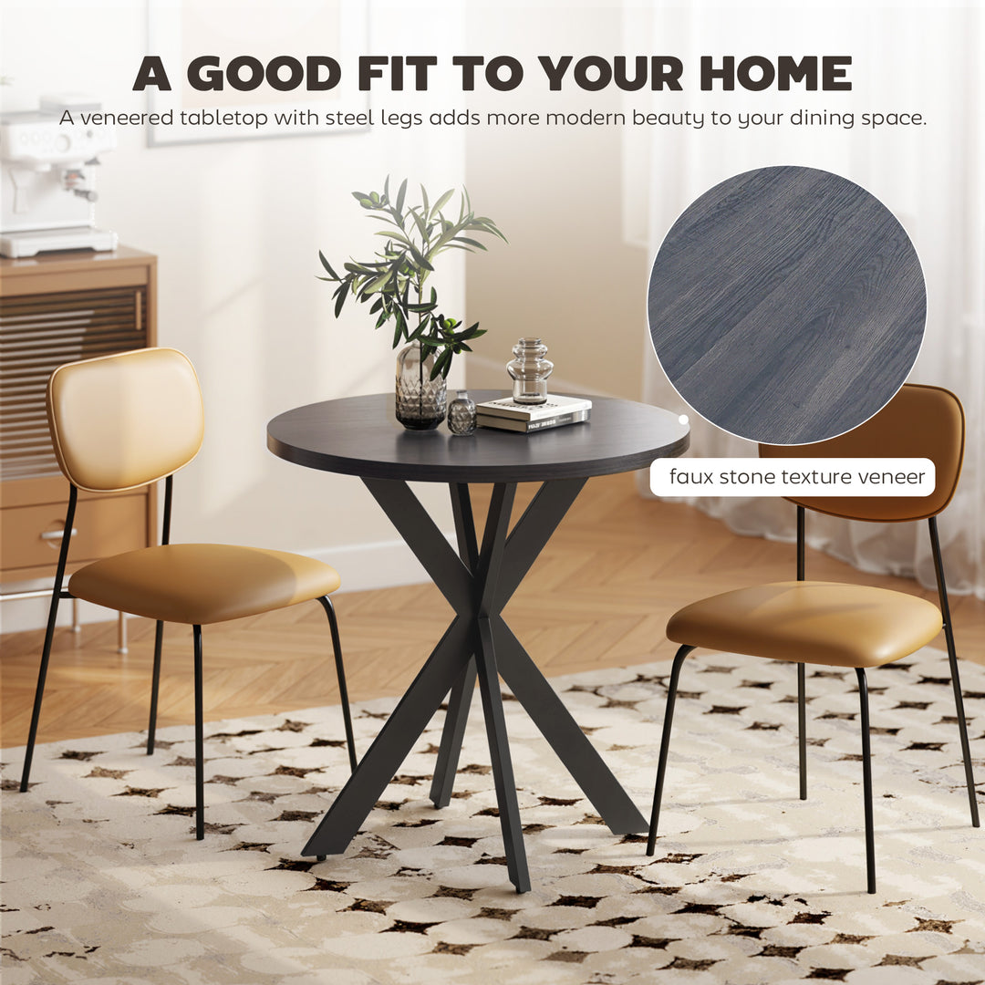 HOMCOM 29" Dining Table, Contemporary Round Kitchen Table with Steel Legs, Grey